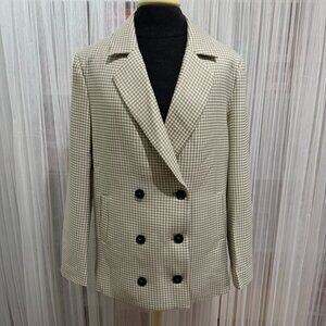 Women’s Houndstooth Double Breasted Blazer Jacket Made With Love Size Small